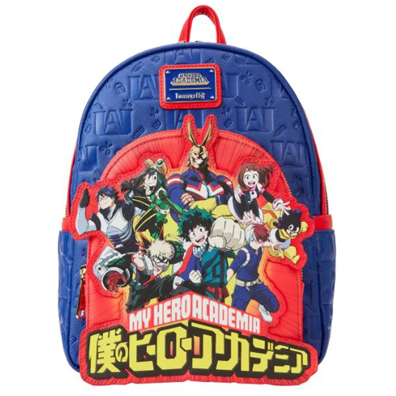 Eco-friendly backpack made from recycled materials -Loungefly My Hero Academia Group Debossed Logo Mini Backpack