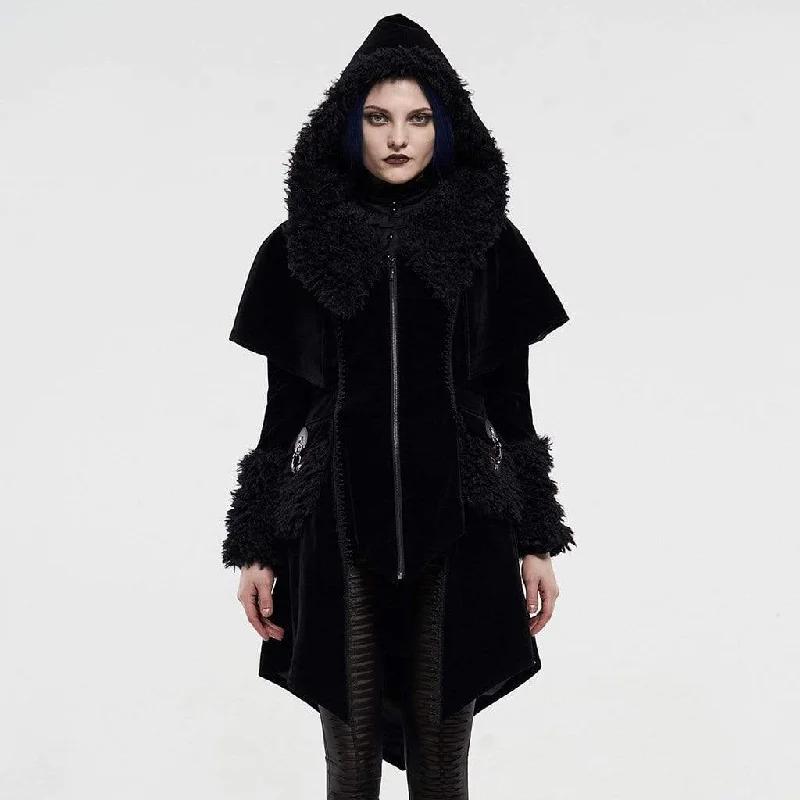 Fitted T-Shirts for Body-Hugging Fit -Women's Gothic Fake Two Pieces Hooded Cloak Coats