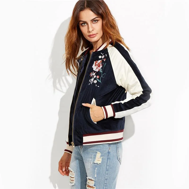 High School T-Shirts for Students -Take It Easy Floral Bomber Jacket