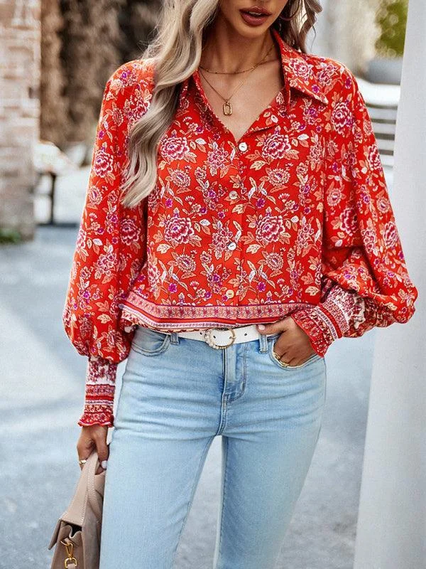 Loose T-Shirts for Relaxed Style -Printed Casual Long Sleeved Women Shirt