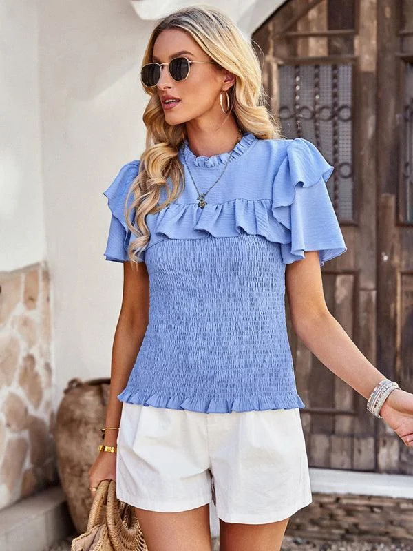 Birthday T-Shirts for Celebration -Elegant Ruffled Summer Top