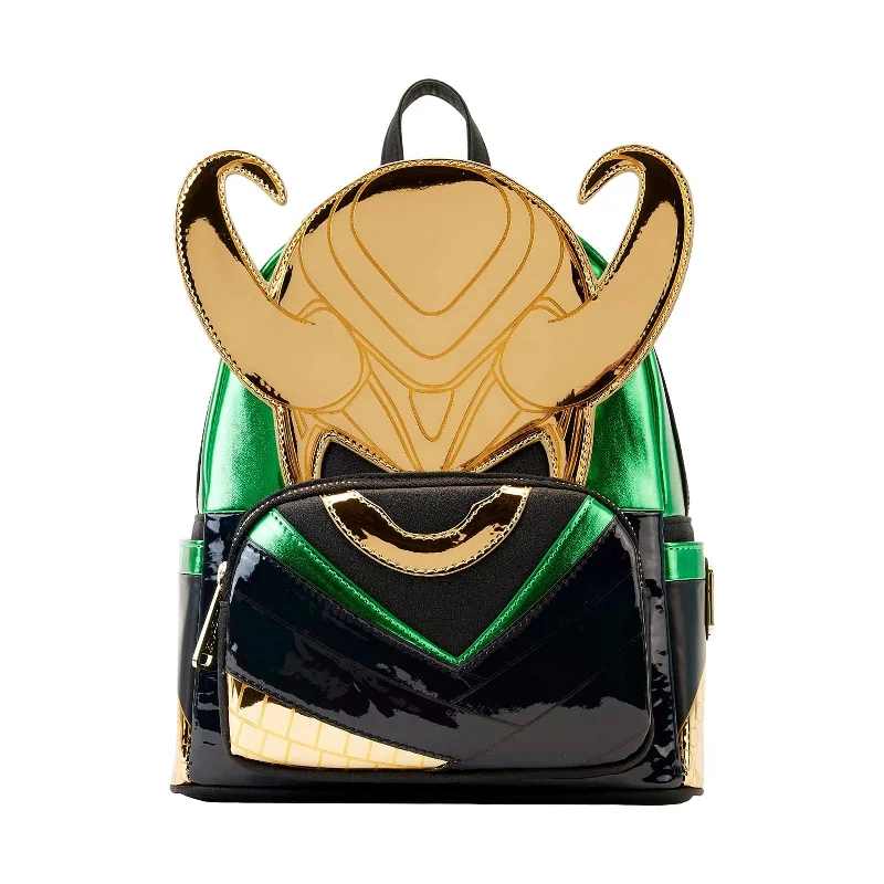 Reflective strip backpack for nighttime safety use -Loungefly Marvel Shine Loki Mini Backpack