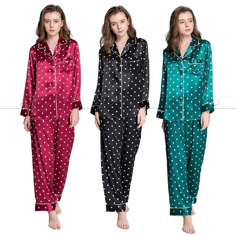 Tasseled T-Shirts for Exotic Look -Women Polka Dots Pajama Set