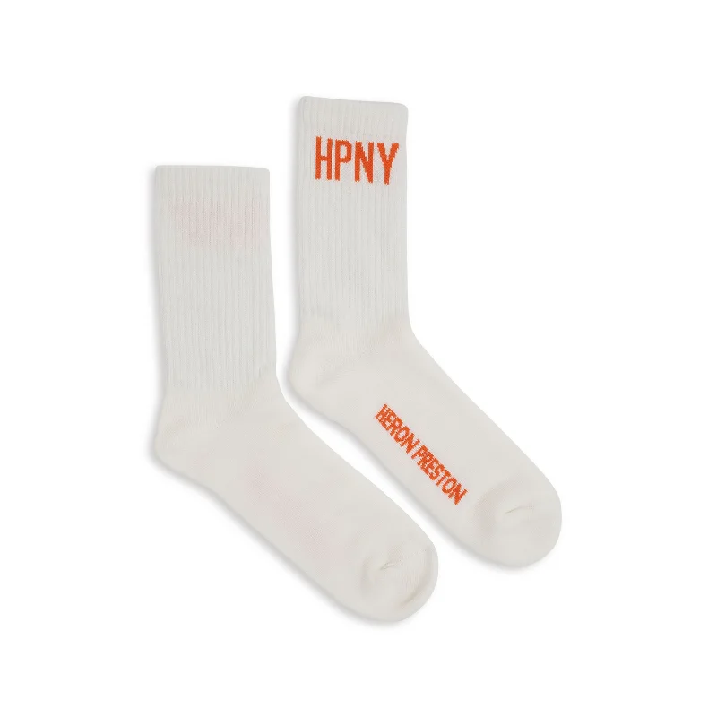 Lightweight hiking backpack for long mountain trails -HPNY Long Socks in White/Orange