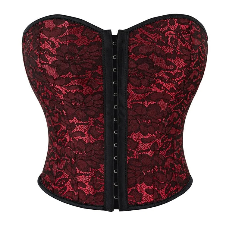 Silk T-Shirts for Luxurious Feel -Women's Gothic Floral Printed Overbust Corset