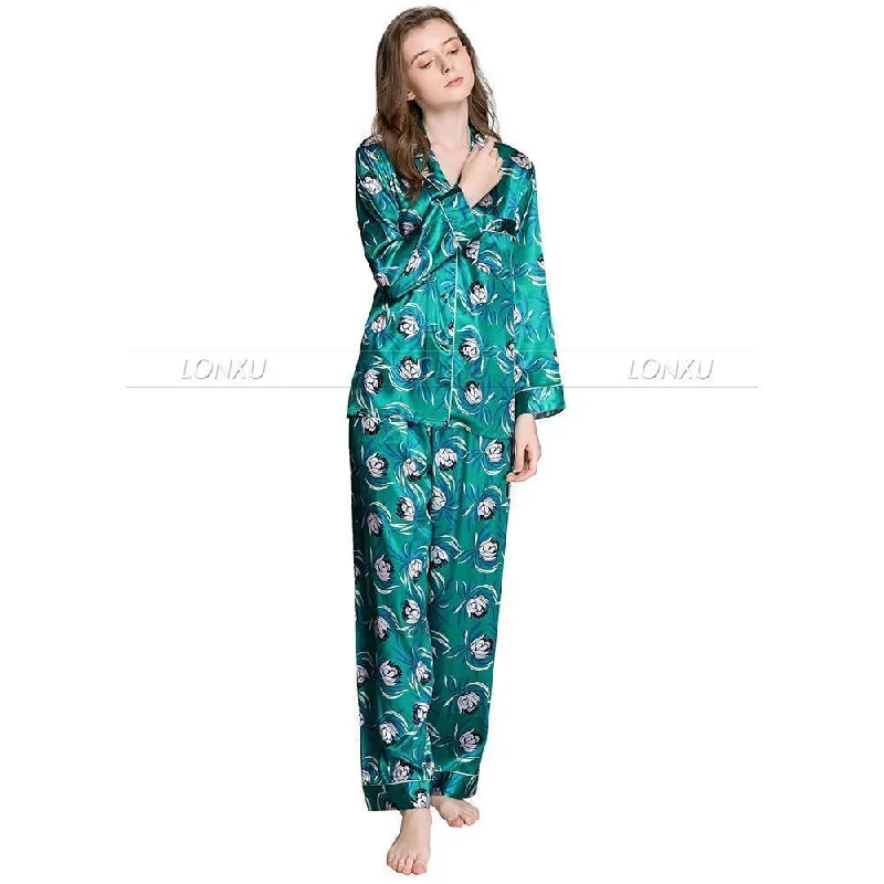 Comic T-Shirts for Comic Fans -Floral Silk Women Pajama Set