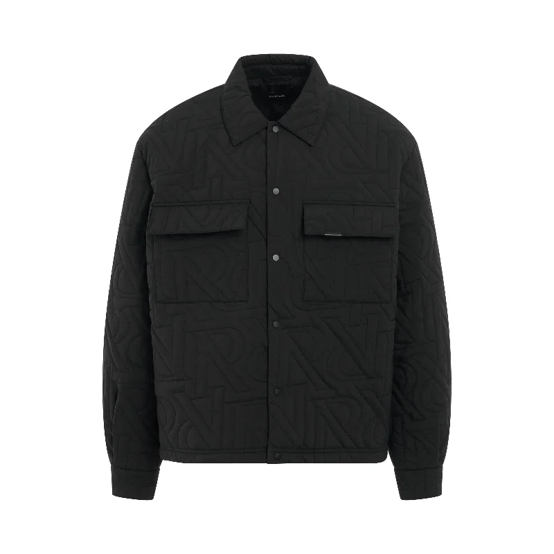 Stylish urban backpack for city lifestyle needs -Initial Quilted Overshirt in Black