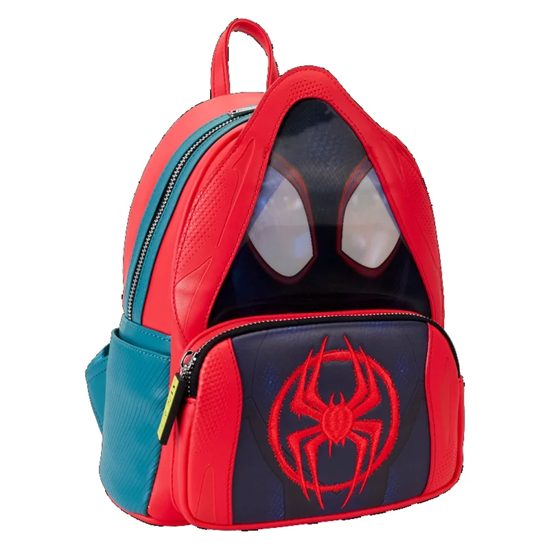 Compact travel backpack with airline carry-on size -Loungefly Marvel Spiderverse Miles Morales Hoody Mini Backpack