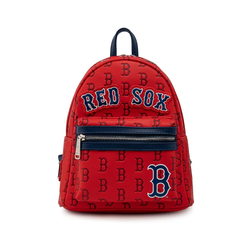 Anti-theft backpack with hidden zipper security -Loungefly MLB Boston Red Sox Logo Mini Backpack