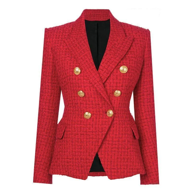 Running T-Shirts for Exercise -The Pragmatic Red Tweed Blazer Women - Casual - Plain-Solid