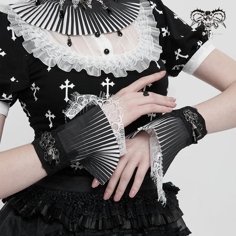 TV Show T-Shirts for Series Fans -Women's Gothic Double Color Beaded Lace Gloves