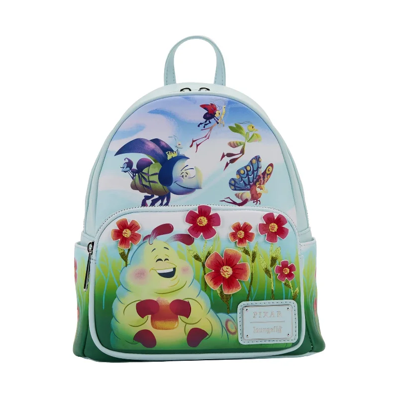 Anti-theft travel backpack with secret back pocket -Loungefly Pixar A Bugs Life Earth Day Mini Backpack