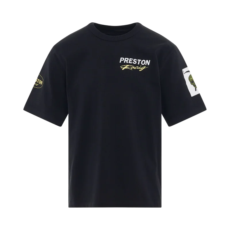 Weather-resistant backpack for extreme outdoor conditions -Preston Racing Short Sleeve T-Shirt in Black/White