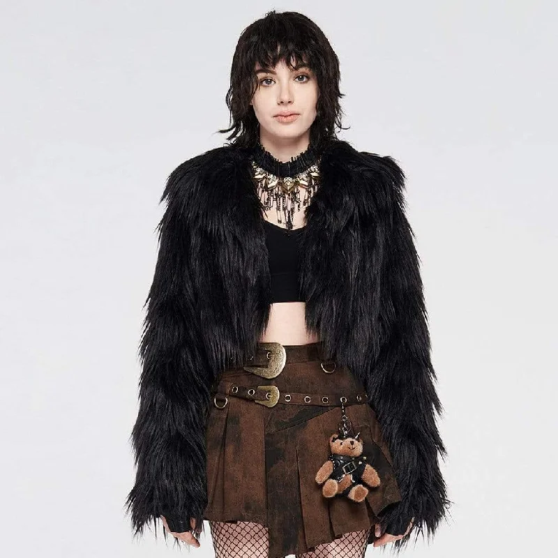 Weekend T-Shirts for Leisure -Women's Punk Furry Fur Coats