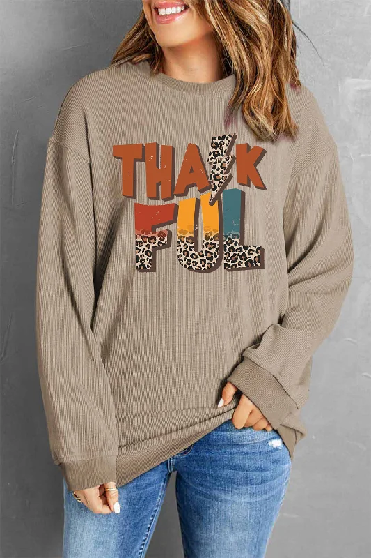 Art T-Shirts for Creative People -Letter Graphic Round Neck Long Sleeve Sweatshirt