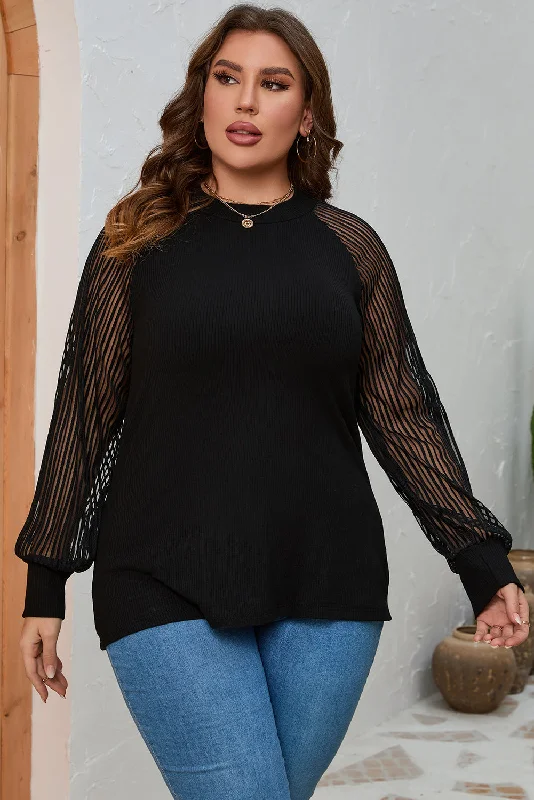 Fashion T-Shirts for Stylish Outfits -Plus Size Round Neck Long Sleeve Blouse