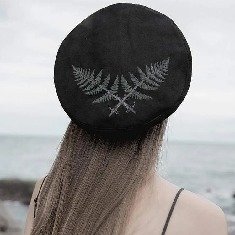 Formal T-Shirts for Occasions -Women's Grunge Leaves Embroidered Berets