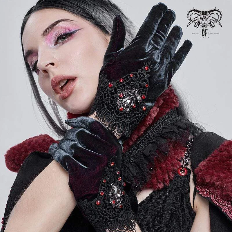 Branded T-Shirts for Quality Assurance -Women's Gothic Floral Color Gradient Gloves