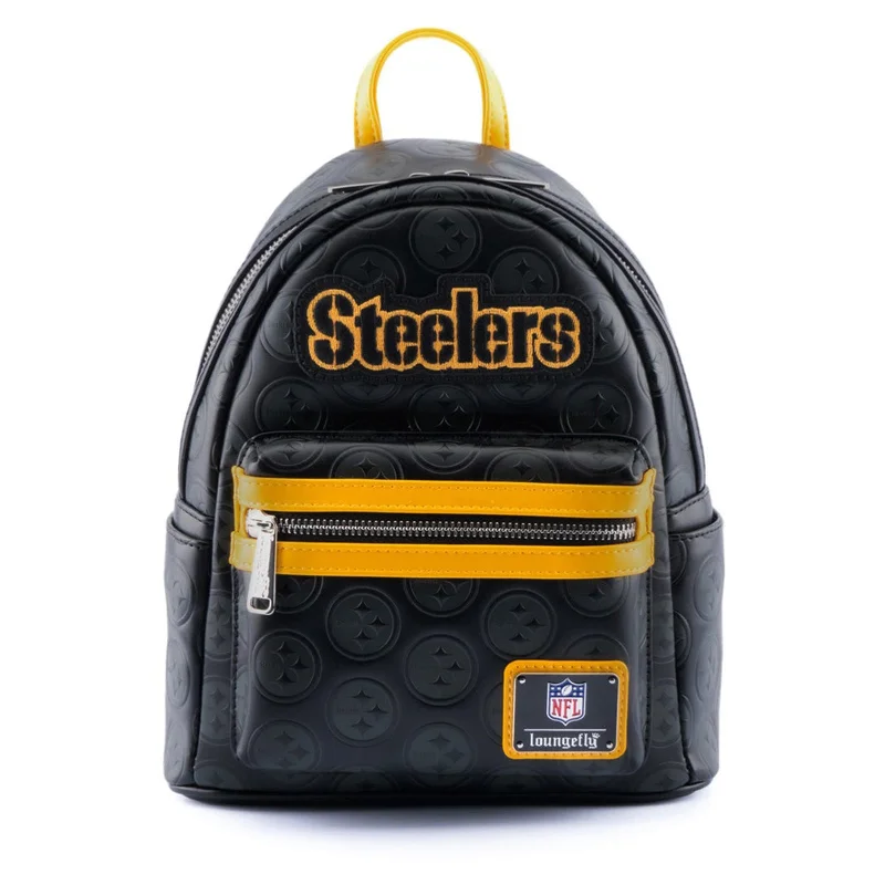 Anti-theft travel backpack with secret back pocket -Loungefly NFL Pittsburgh Steelers Logo Mini Backpack