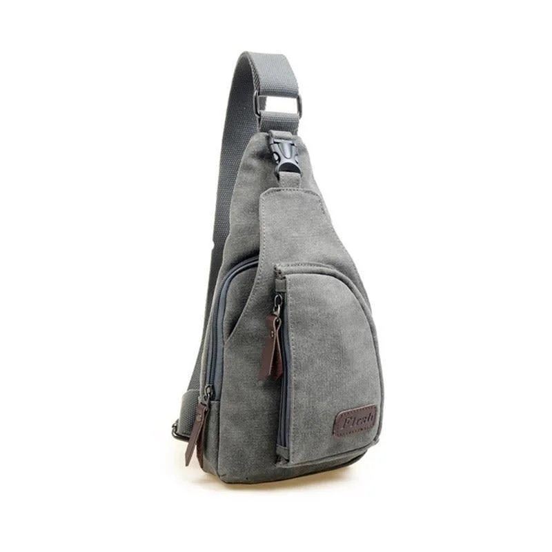 Vintage-inspired backpack with brass buckle details -Men's Mini Canvas Shoulder Sling Bag