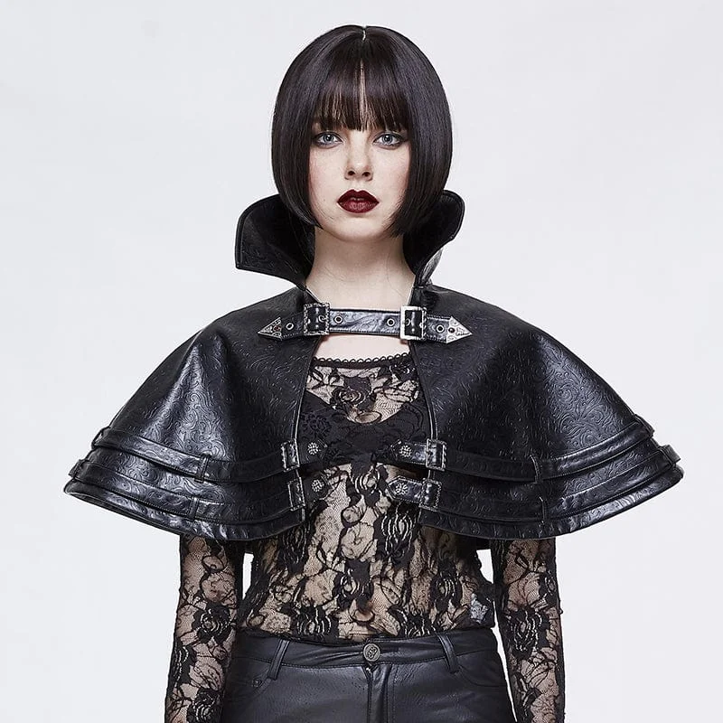 Graduation T-Shirts for Milestone -Women's Gothic High Collar Faux Leather Cape