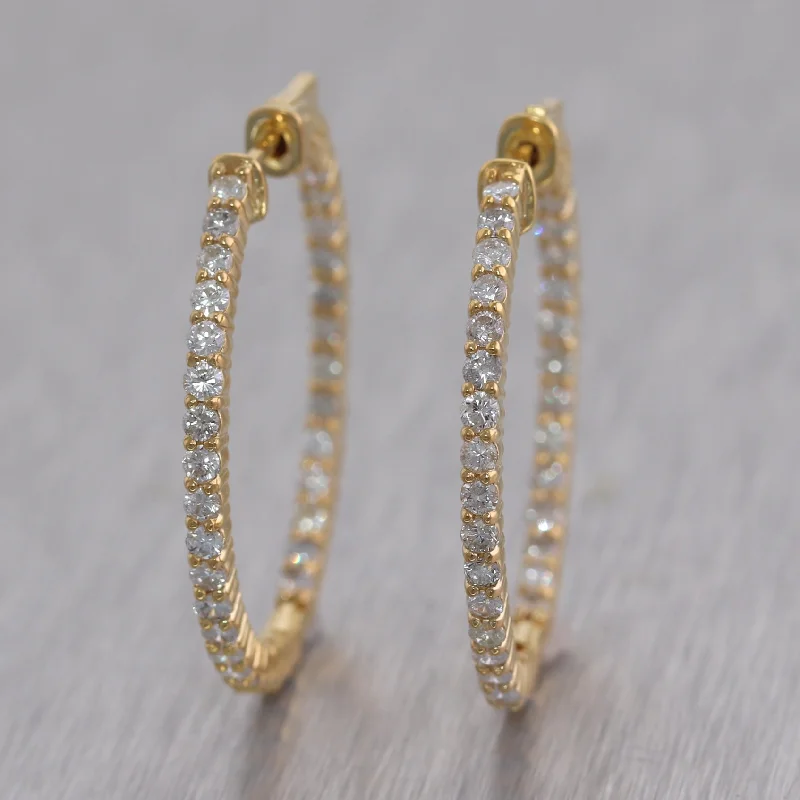 Best hoop earrings with tribal designs for a cultural and exotic aesthetic-14k Yellow Gold 2ctw Diamond In & Out Hoop Earrings