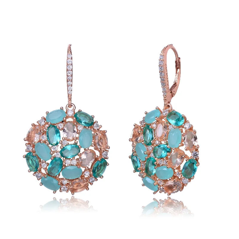 Medium hoop earrings for an everyday look with the perfect balance of style-Louise Rose Gold Blue CZ Earrings