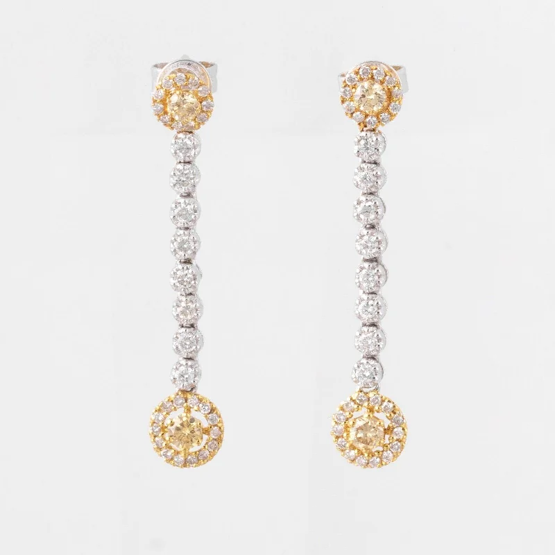 Best hoop earrings with custom designs for a personalized, unique accessory-18k White & Yellow Gold White and Fancy Yellow Diamond Dangle Earrings 1.50ctw