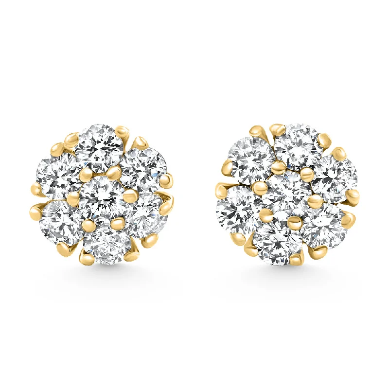 Hoop earrings with abstract wirework for an artistic, unique look-1Ct Diamond Cluster Pave Studs Screwback Earrings 14k Gold Lab Grown