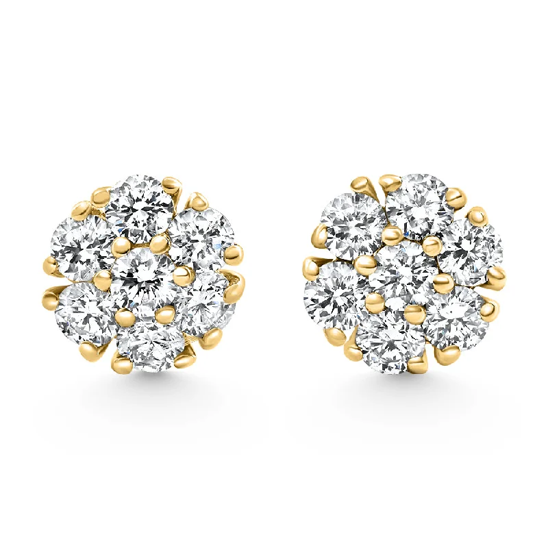 Hoop earrings with gold accents for a warm, elegant statement piece-3/4Ct Diamond Cluster 7-Stone Pave Studs Screwback Earrings 14k Gold Lab Grown