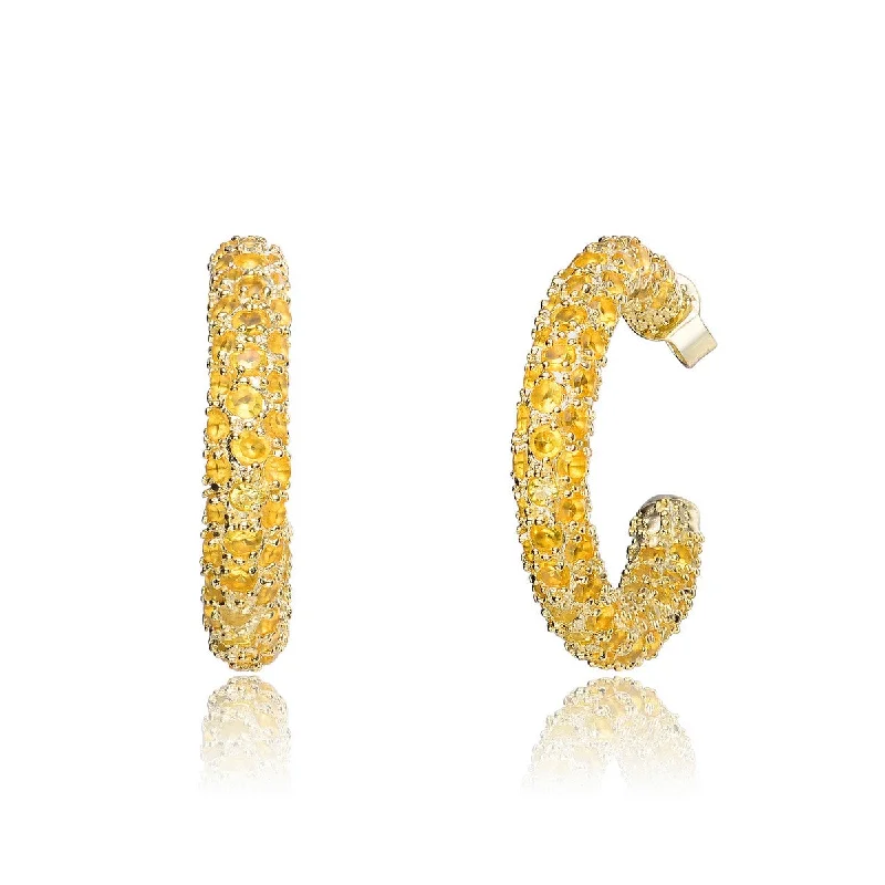 Best hoop earrings with blackened metal for an edgy and bold appearance-Louise Bright Yellow CZ Hoop Earrings