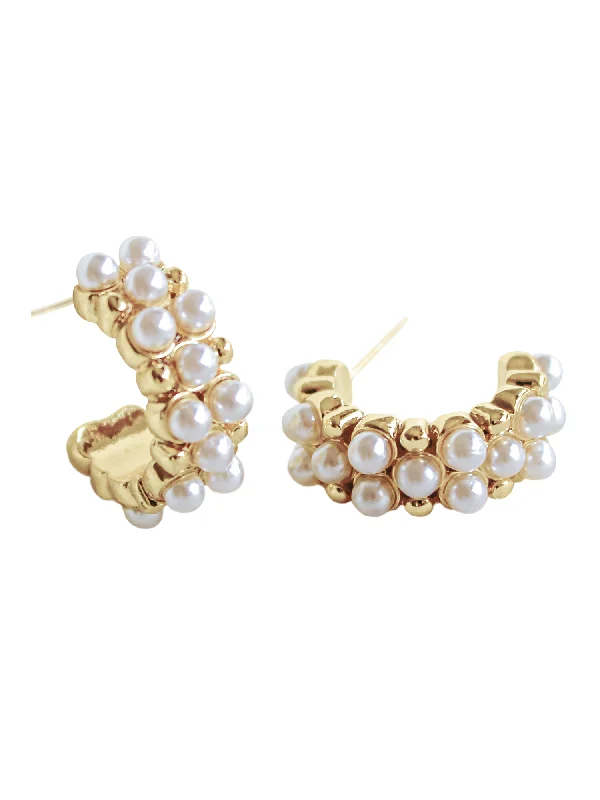 Hoop earrings with braided patterns for a detailed and textured finish-Aeroine Pearl Hoops