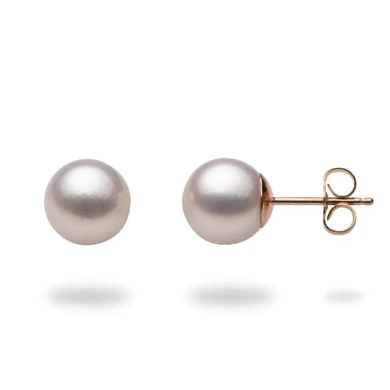 Hoop earrings with circle designs for a classic and timeless shape-Akoya Pearl Earrings in Rose Gold - 8mm