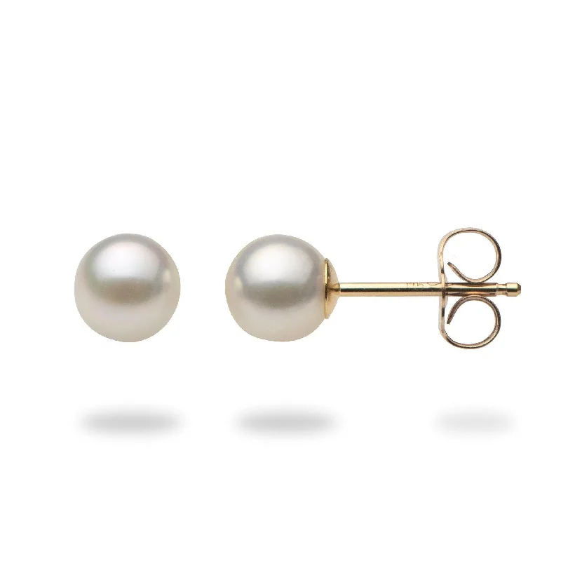 Best hoop earrings with geometric hexagon shapes for a modern, angular look-Akoya White Pearl Earrings in Gold - 5.5-6mm