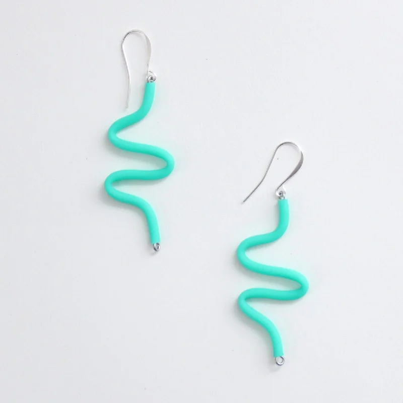 Hoop earrings with diamond-cut surfaces for added sparkle and shine-Artistic Rubber Tubing Naya Earrings Aqua