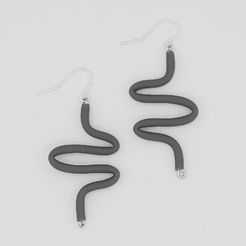 Best hoop earrings with lever-back closures for secure and easy wear-Artistic Rubber Tubing Naya Earrings Gray