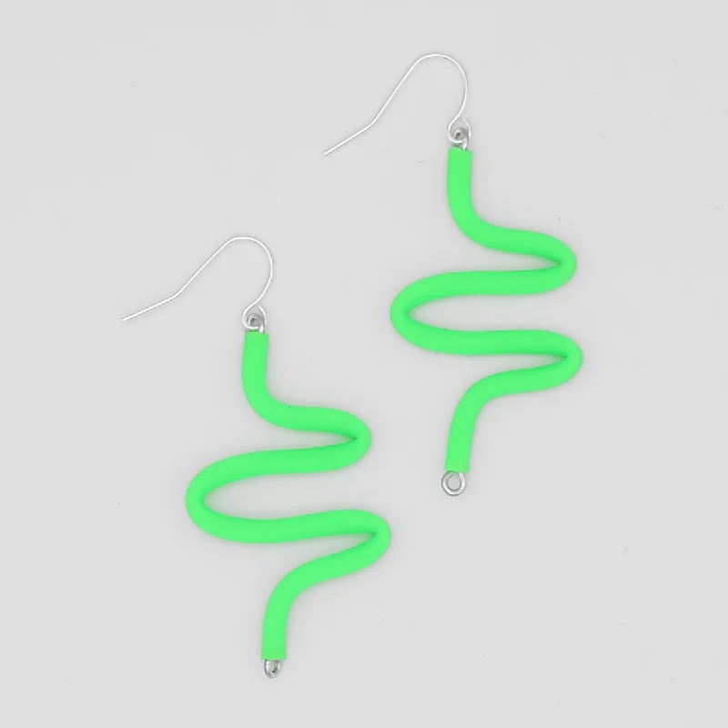 Hoop earrings with dangling charms for a playful and fun look-Artistic Rubber Tubing Naya Earrings Green