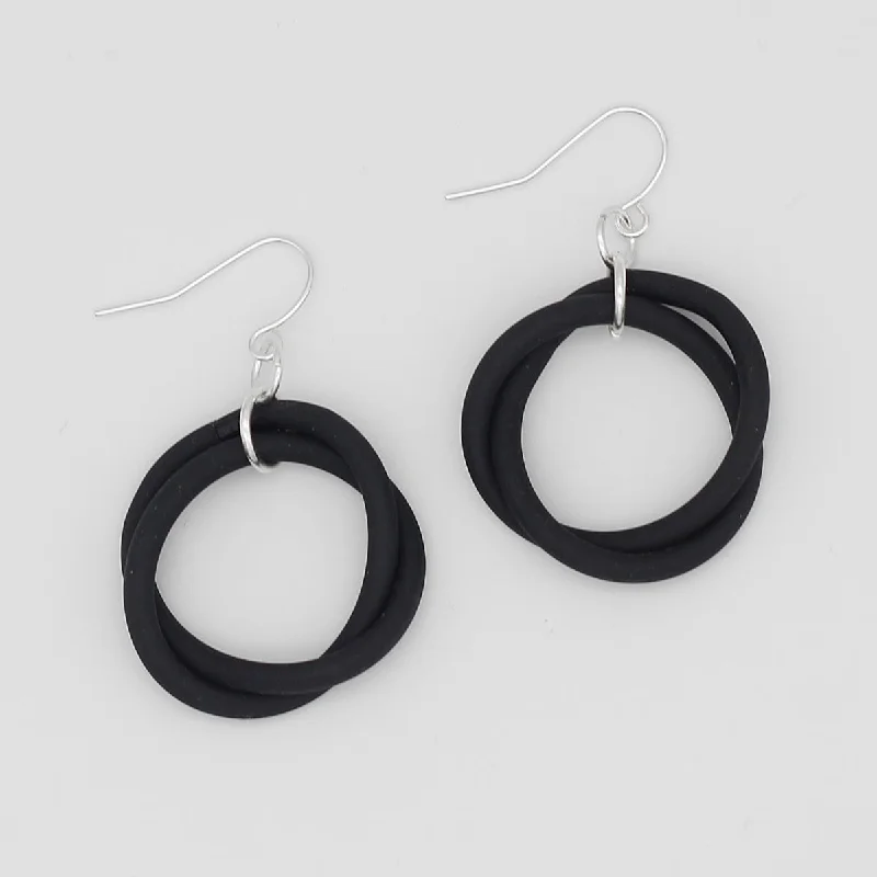 Hoop earrings with heart-shaped frames for a romantic and feminine look-Black Cefalu Swirl Earring