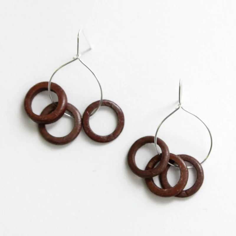 Hoop earrings with dangling charms for a playful and fun look-Brown Circle Dangle Earrings