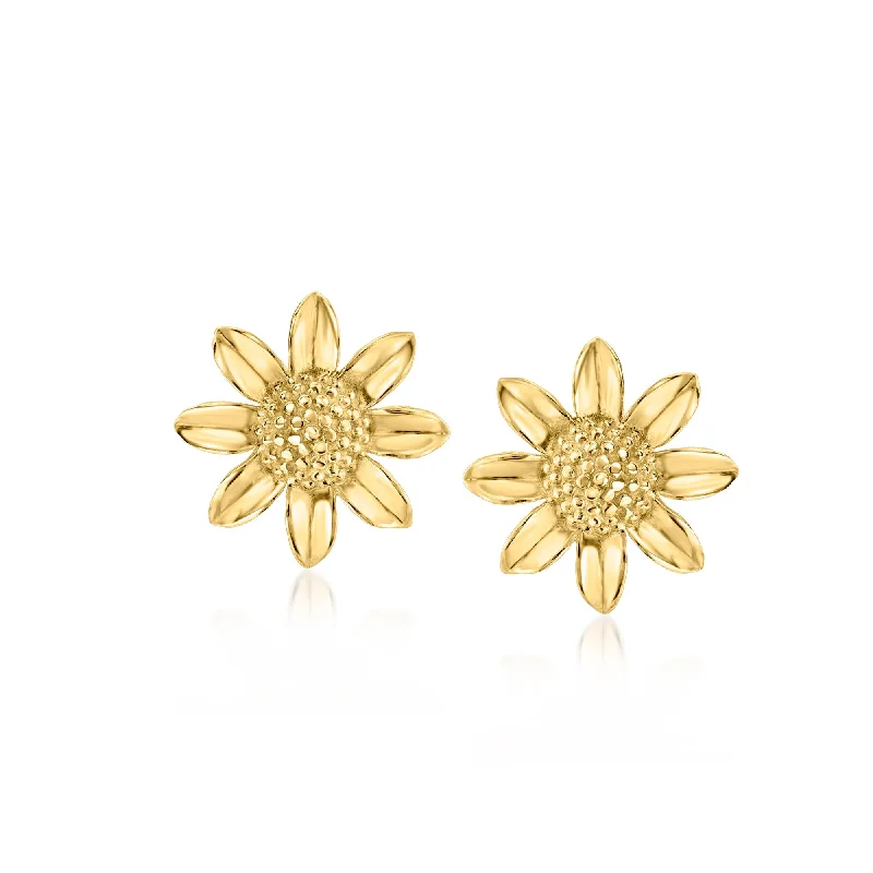 Hoop earrings with circle designs for a classic and timeless shape-Canaria 10kt Yellow Gold Floral Earrings