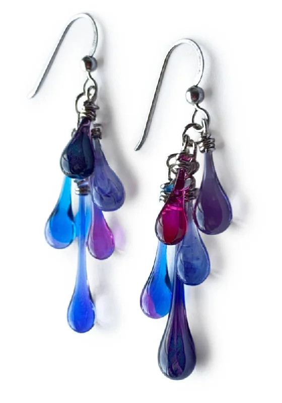 Hoop earrings with twisted metal designs for a dynamic and modern style-Cascade Earrings, Mixed Purples