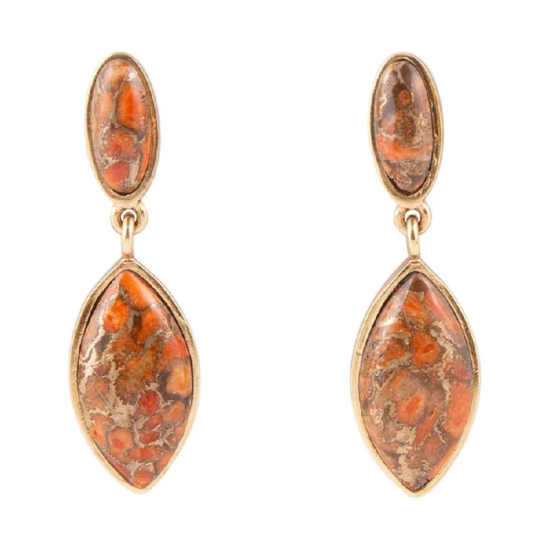 Hoop earrings with rhinestone-studded rims for a glamorous touch-Champion Double Drop Orange Sponge Coral Matrix Earrings