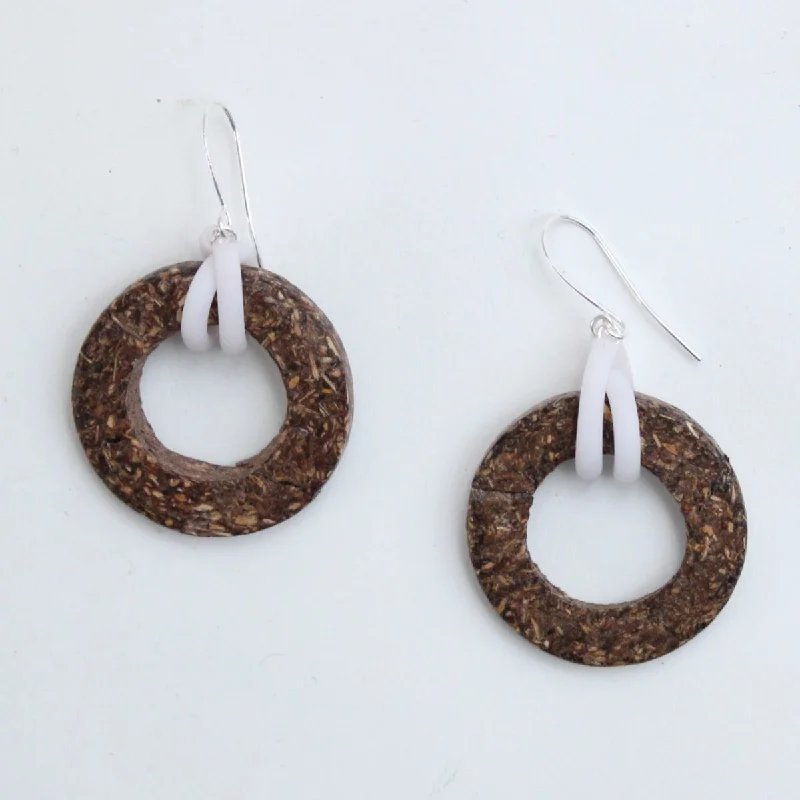 Best hoop earrings with geometric pendants for a modern, chic appeal-Compressed Wood Repurposed Jasmin Earrings