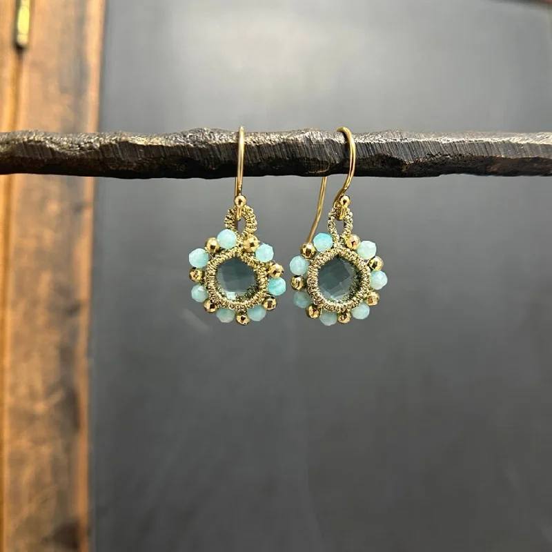 Lightweight hoop earrings for comfortable and all-day wear-Caged Aquamarine Earrings