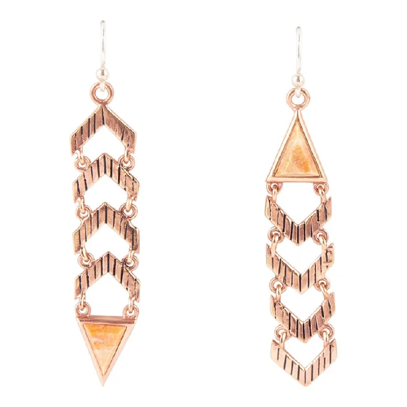 Hoop earrings with a matte finish for a sleek and sophisticated appearance-Switch It Up Long Totem Coral and Copper Earrings