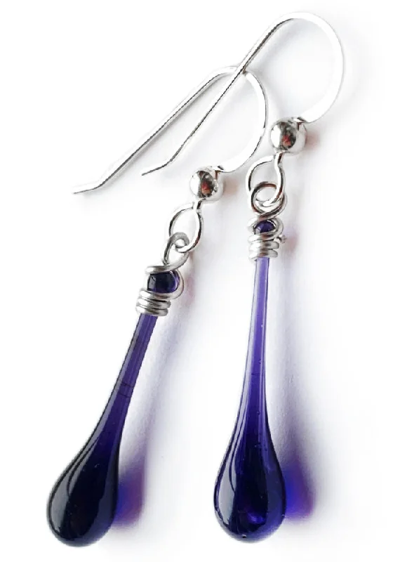 Hoop earrings with heart-shaped frames for a romantic and feminine look-Dark Purple Solaris Earrings