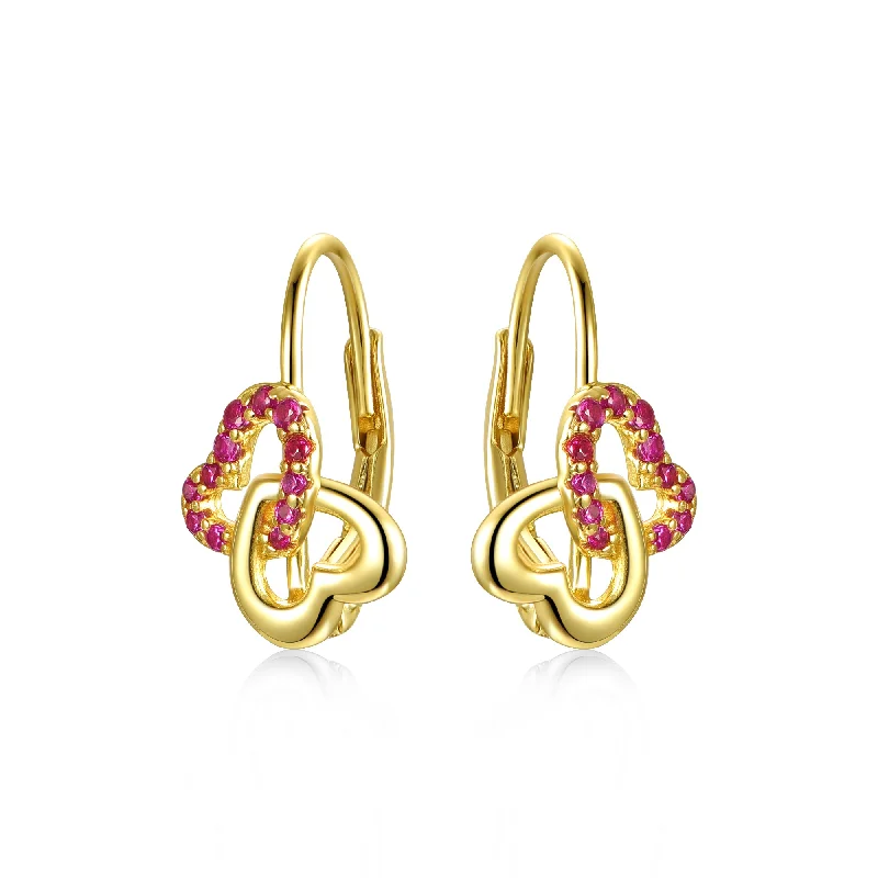 Hoop earrings with a chunky design for a bold and trendy statement-Louise Double Heart Leverback Earrings