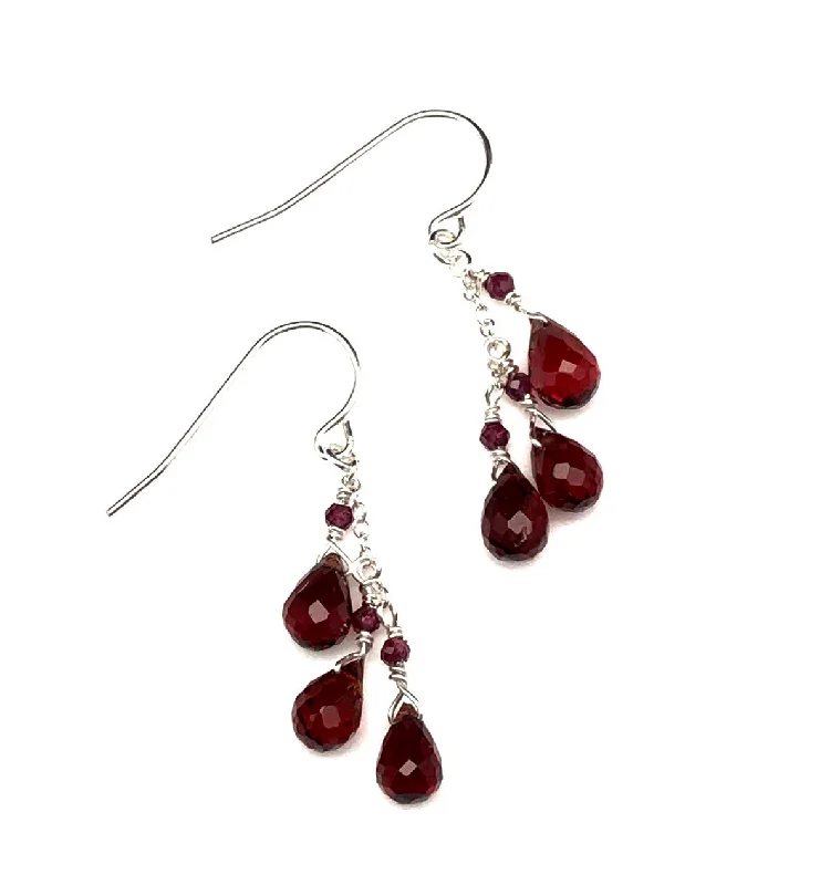 Best hoop earrings with geometric pendants for a modern, chic appeal-Mini Garnet Earrings