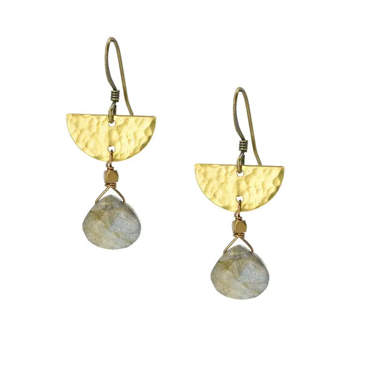 Best hoop earrings with delicate chain details for a trendy and stylish design-Labradorite Hammered Half Moons Earrings