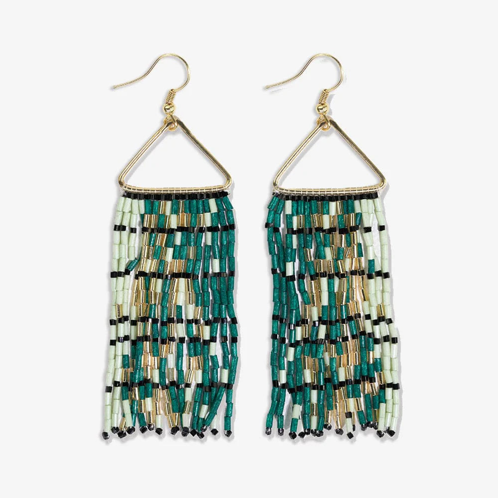 Hoop earrings with a matte finish for a sleek and sophisticated appearance-Patricia Mixed Luxe Bead Gradient Fringe Earrings Emerald